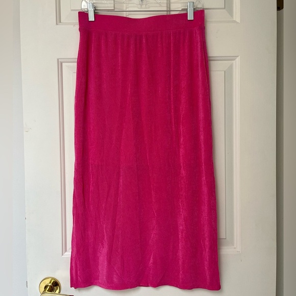 NWOT Sincerely Jules Hot Pink Metallic Midi Skirt | L - Picture 6 of 12